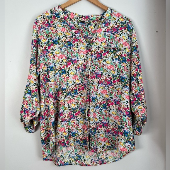 Kut From The Kloth Blouse Abstract AOP Multicolour Women’s Large - Picture 1 of 4